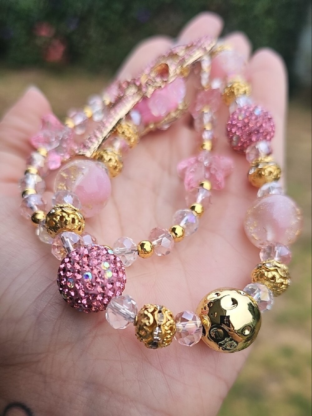 CHARMS: Pink Crystal Key Charm - Picture 4 of 5